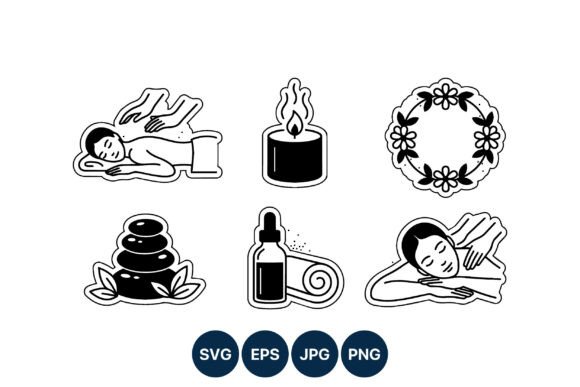 Download Spa Massage Therapy Black White Icons - Spa Collection