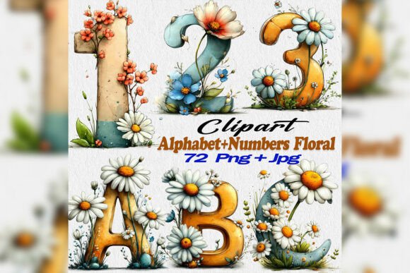 Download Watercolor Floral Alphabet and Letters - Flora Collection