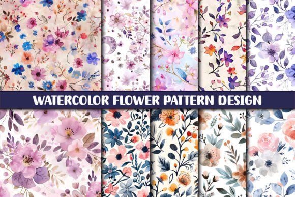 Download Watercolor Flower Pattern Design - Pattern design Collection