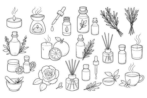 Download Aromatherapy Essentials Line Art - Aroma Collection