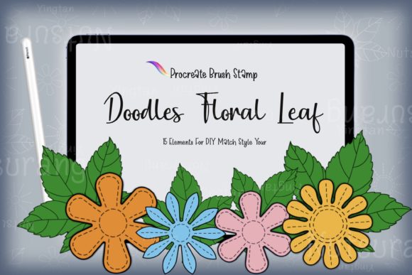 Download Floral Leaf Doodle Brush Stamp DIY Match - Flora Collection