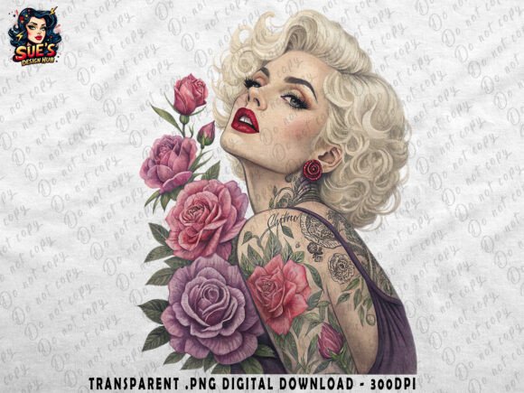 Download Vintage Blonde Beauty with Floral Tattoo - Flora Collection
